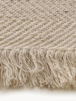 New Benuta Tapis en laine tissé à la main avec franges Lars Beige clair