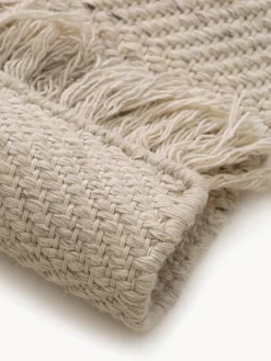 New Benuta Tapis en laine tissé à la main avec franges Lars Beige clair