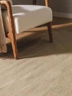 Online Benuta Tapis en laine tissé à la main avec franges Liv Beige