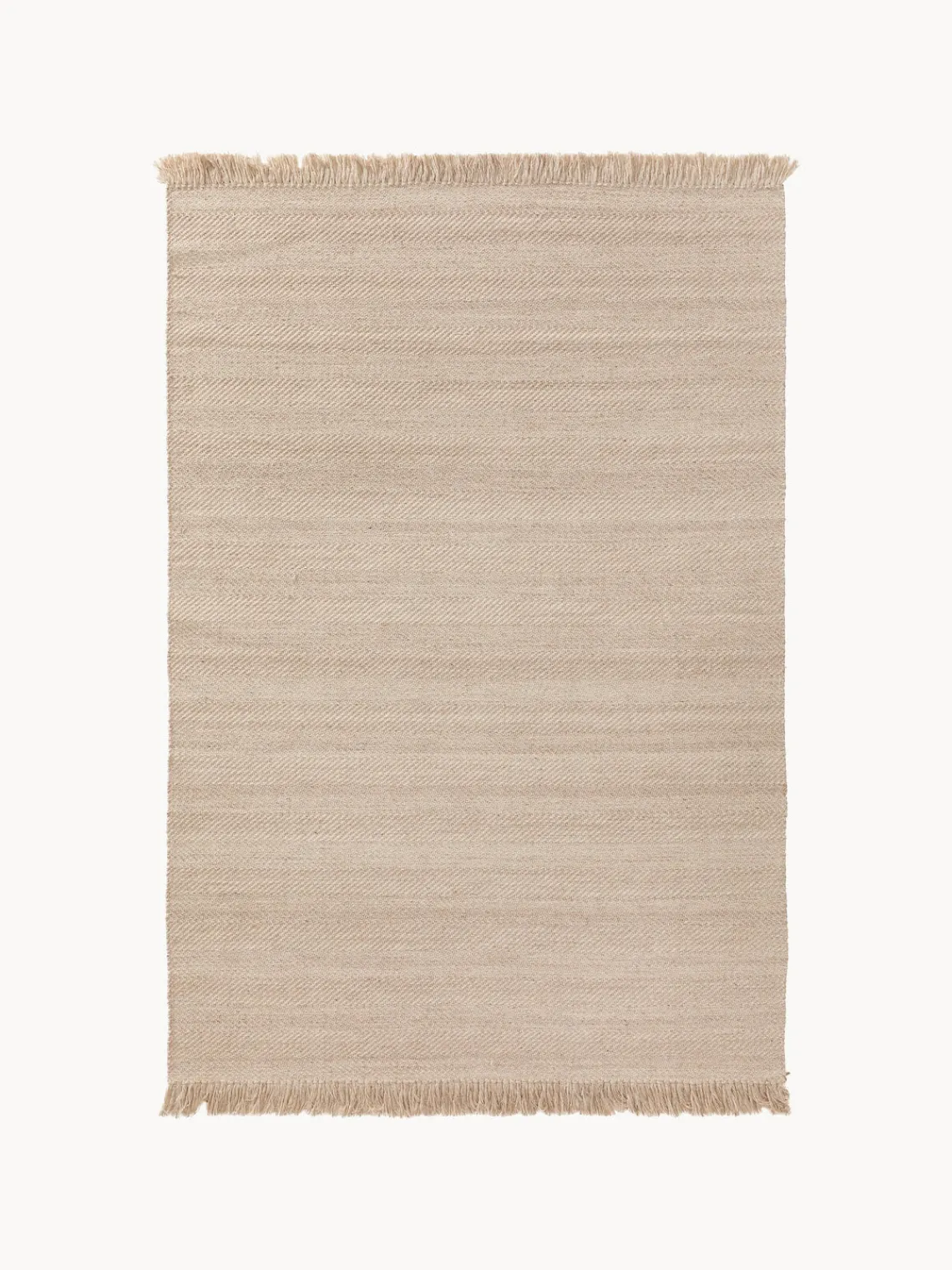 Clearance Benuta Tapis en laine tissé à la main avec franges Lars Beige