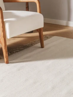 Sale Benuta Tapis en laine tissé à la main avec franges Liv Beige clair