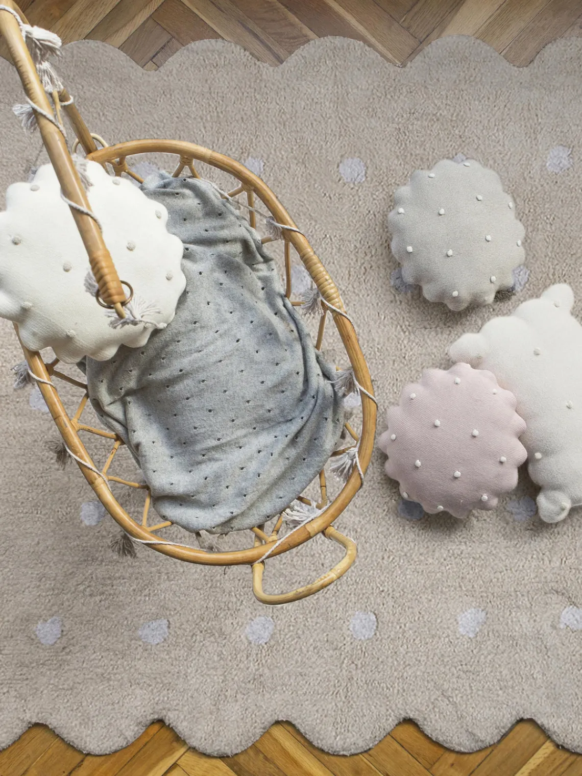 New Lorena Canals Tapis pour enfant tissé à la main Biscuit Beige clair, blanc