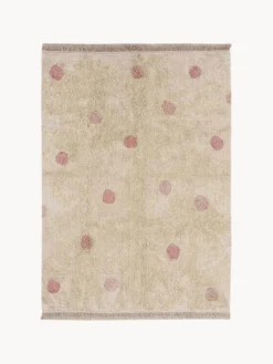 Fashion Lorena Canals Tapis pour enfant tissé à la main Hippy Dots Beige clair, vieux rose