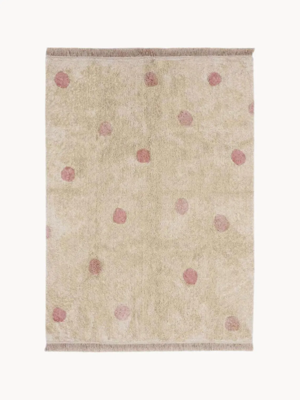 Fashion Lorena Canals Tapis pour enfant tissé à la main Hippy Dots Beige clair, vieux rose