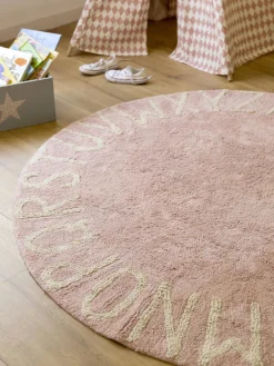 Hot Lorena Canals Tapis rond pour enfant design ABC Vieux rose, beige clair