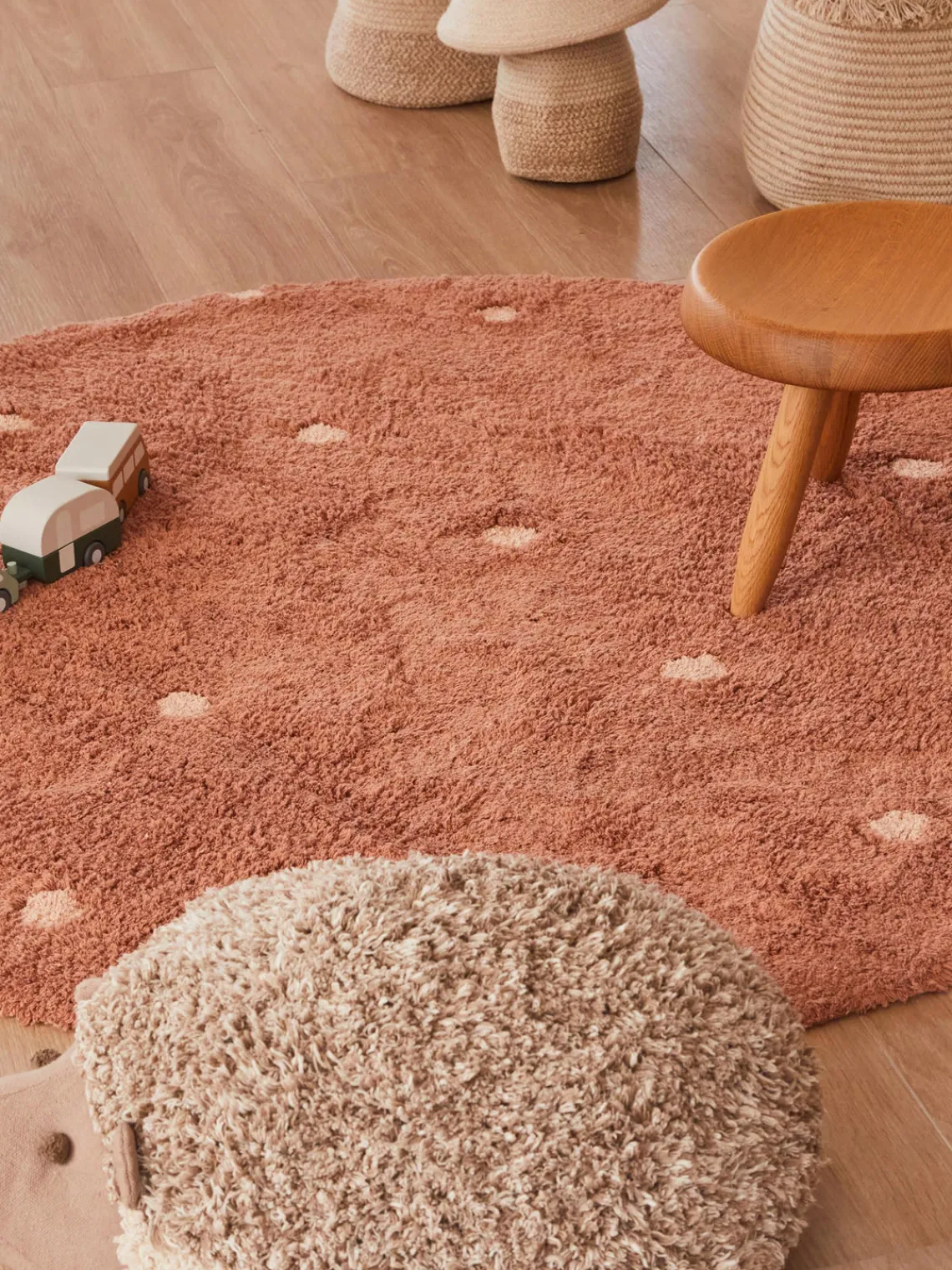 Sale Lorena Canals Tapis rond pour enfants tufté à la main Dot, lavable Terracotta, rose pâle