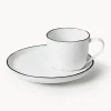 Hot Broste Copenhagen Tasse à expresso artisanale en porcelaine avec sous-tasse Salt