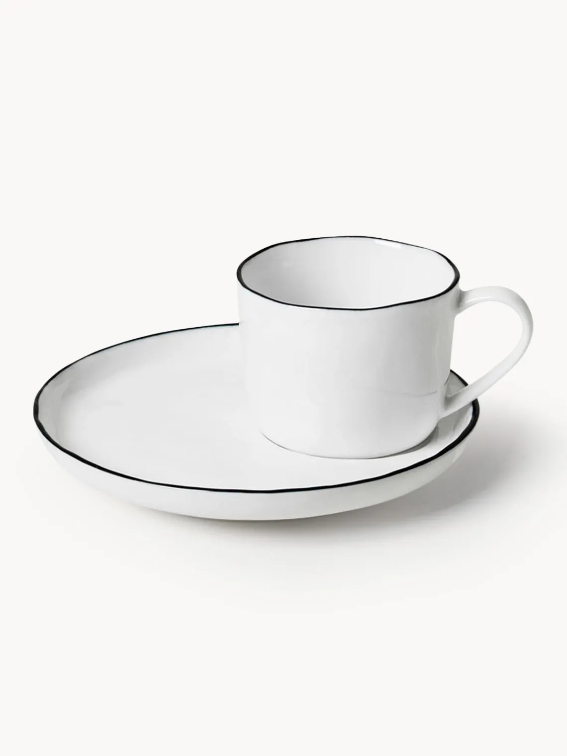 Hot Broste Copenhagen Tasse à expresso artisanale en porcelaine avec sous-tasse Salt