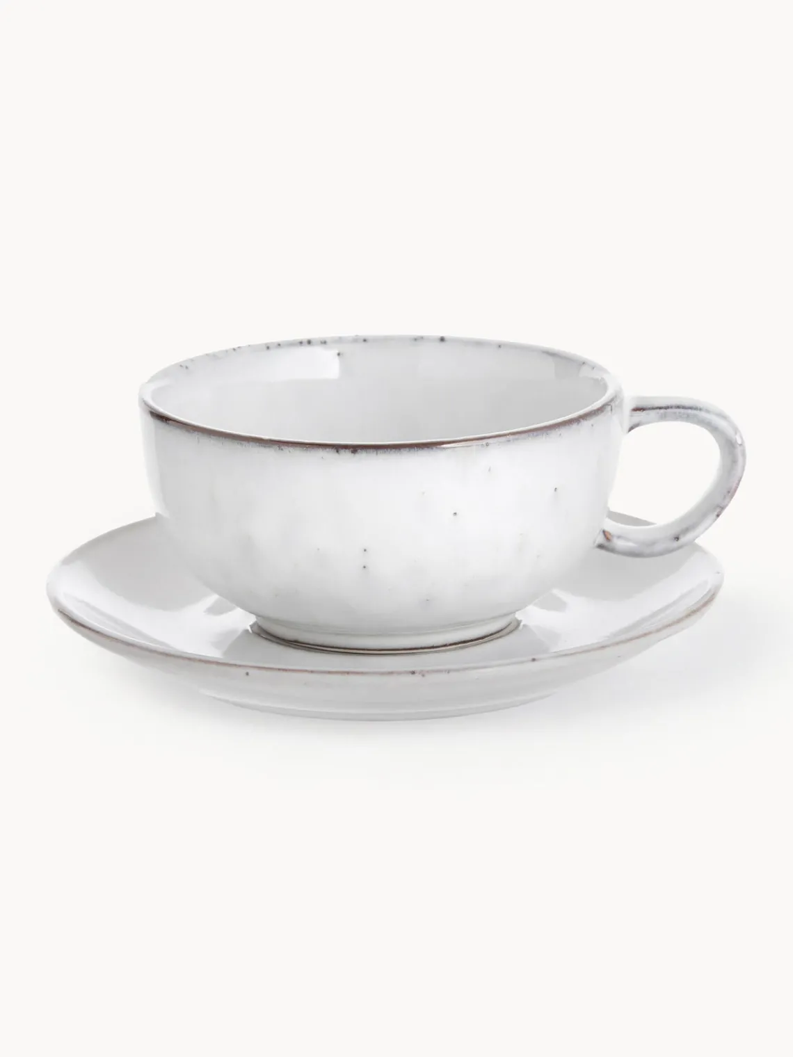 Discount Broste Copenhagen Tasse artisanale avec sous-tasse Nordic Sand Gris clair, chiné