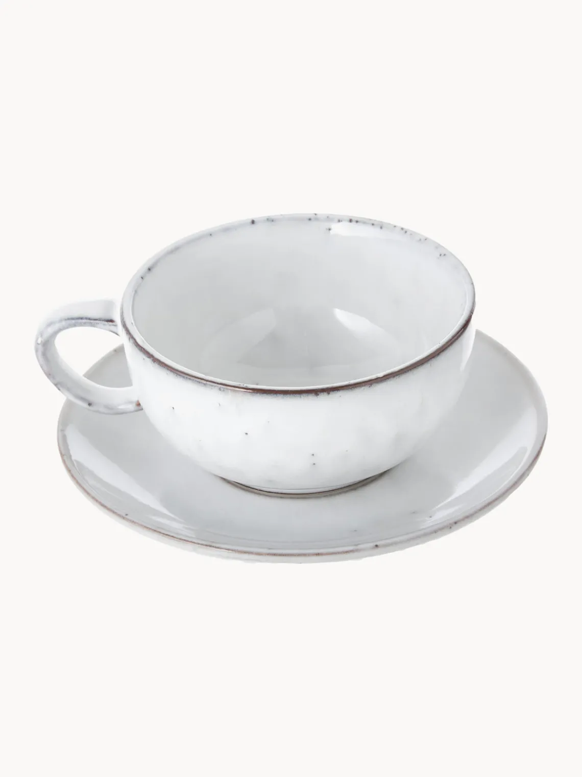 Discount Broste Copenhagen Tasse artisanale avec sous-tasse Nordic Sand Gris clair, chiné