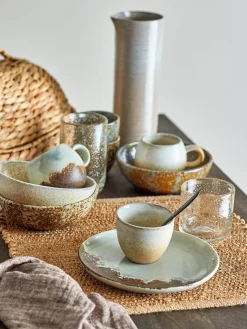 Clearance Bloomingville Tasse émaillée en grès artisanale Paula Brun foncé, tons gris