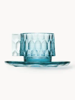 Outlet Kartell Tasses à café avec sous-tasses Jellies, 4 pièces Bleu ciel