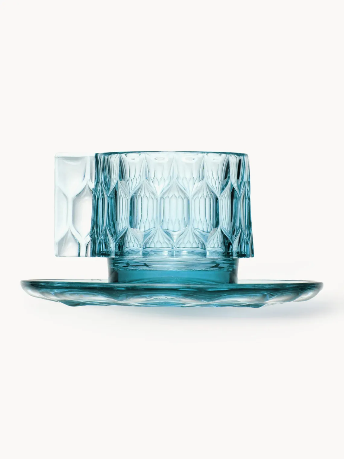 Outlet Kartell Tasses à café avec sous-tasses Jellies, 4 pièces Bleu ciel