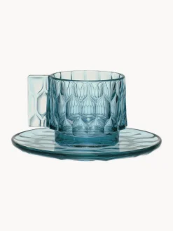 Outlet Kartell Tasses à café avec sous-tasses Jellies, 4 pièces Bleu ciel