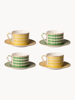 Clearance Pols Potten Tasses à café avec sous-tasses Chess, 4 élém.