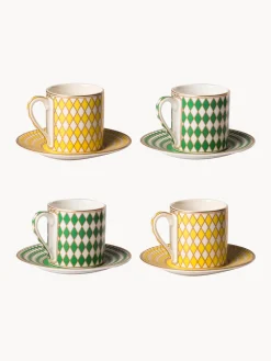 New Pols Potten Tasses à expresso avec sous-tasses Chess, 4 élém.