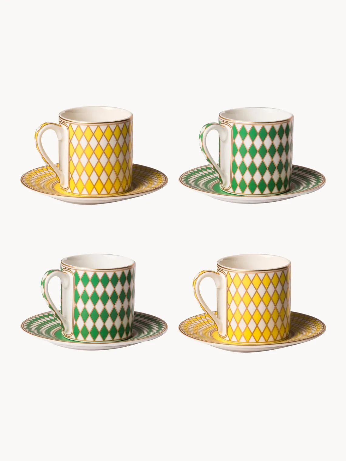 New Pols Potten Tasses à expresso avec sous-tasses Chess, 4 élém.