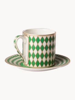 New Pols Potten Tasses à expresso avec sous-tasses Chess, 4 élém.