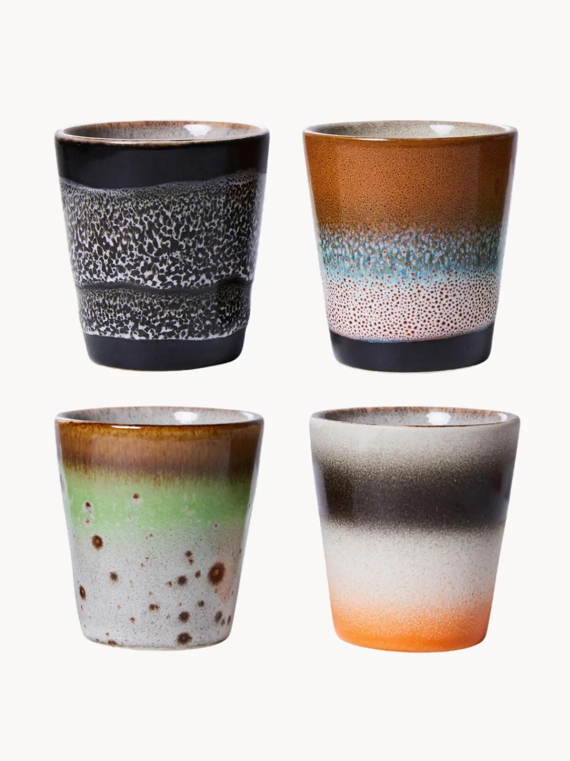 Best HKLIVING Tasses à expresso faites main en grès 70's, 4 élém.