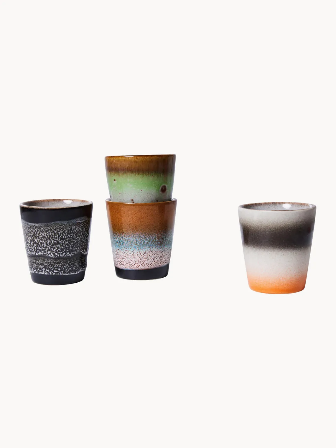 Best HKLIVING Tasses à expresso faites main en grès 70's, 4 élém.