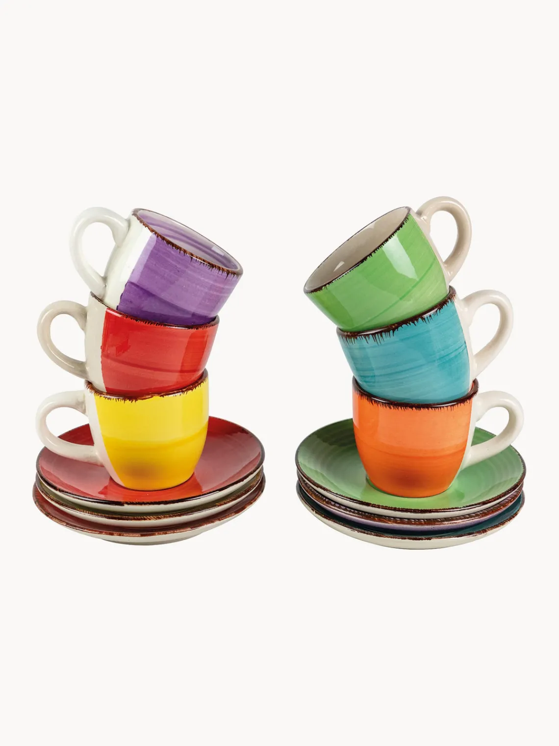 Best Villa D'Este Home Tivoli Tasses à expresso peintes à la main avec sous-tasses Baita, 6 élém. Multicolore