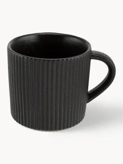 Clearance Bloomingville Tasses à surface striée mate Neri, 2 pièces