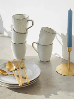 Outlet Broste Copenhagen Tasses à thé artisanales Nordic Sand, 250 ml, 6 pièces Gris clair, chiné