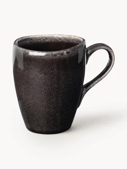 Discount Broste Copenhagen Tasses à thé artisanales Nordic Coal, 6 pièces Noir, chiné