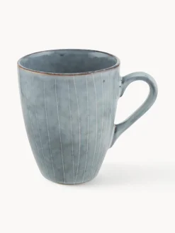 Online Broste Copenhagen Tasses à thé artisanales Nordic Sea, 400 ml, 6 pièces Gris-bleu, chiné
