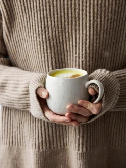 Clearance Broste Copenhagen Tasses à thé XL artisanales Nordic Vanilla, 2 pièces Blanc cassé, chiné
