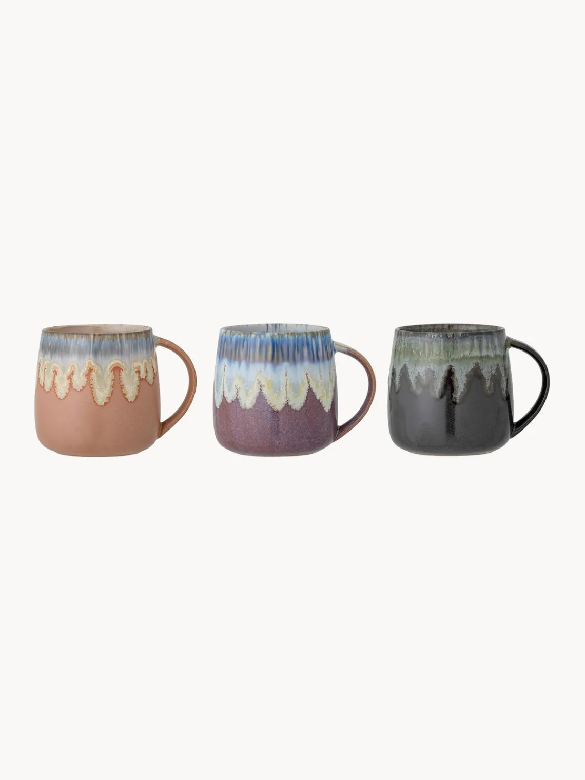 Sale Bloomingville Tasses artisanales avec émail réactif Cloe, 3 élém.