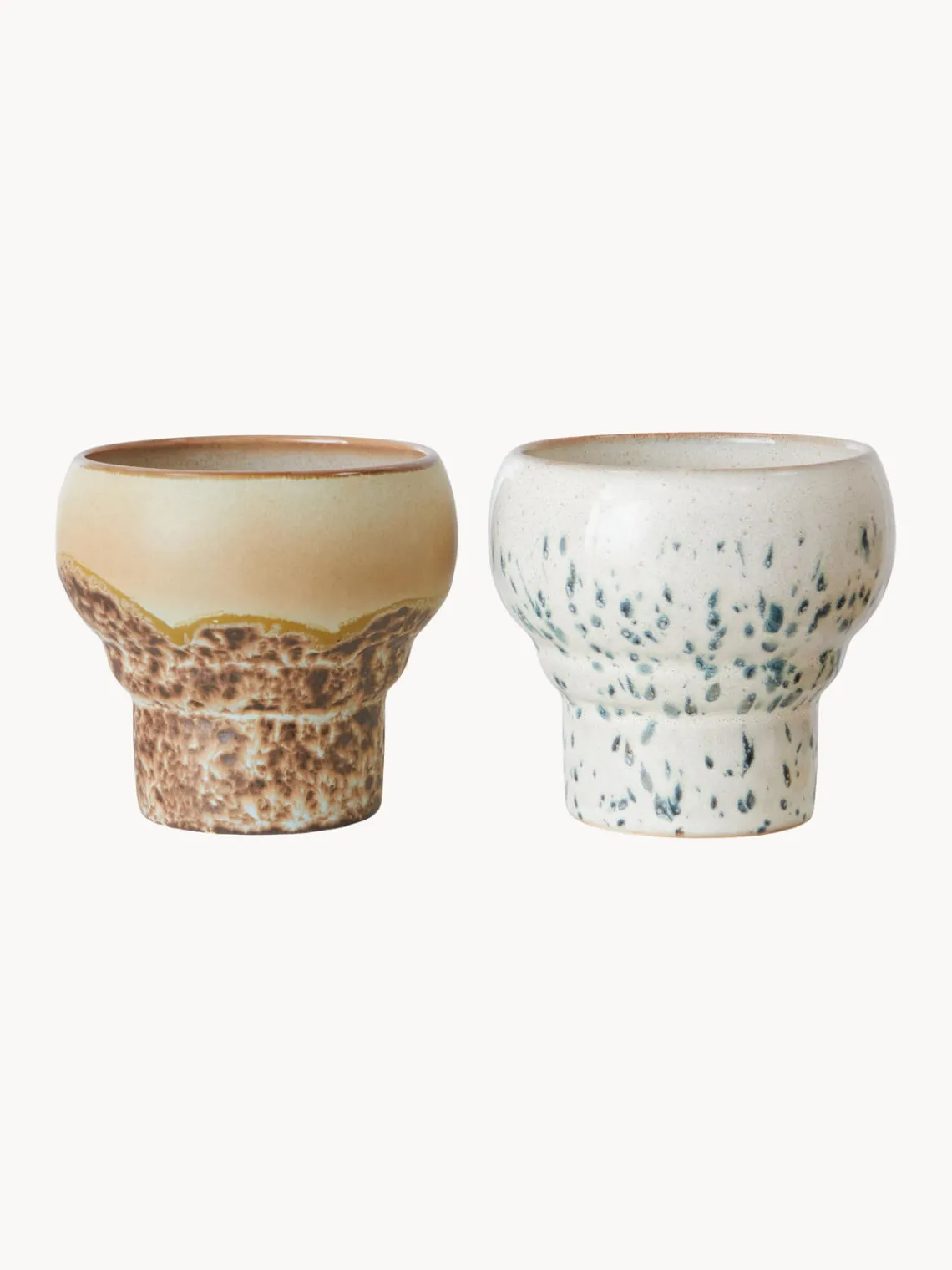 Discount HKLIVING Tasses artisanales en grès 70's, 2 élém. Tons beiges, blanc, bleu ciel