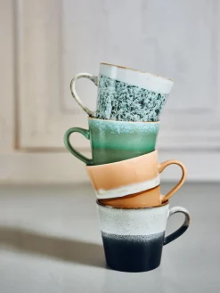 Sale HKLIVING Tasses artisanales 70's, 4 élém. Tons verts, tons beiges