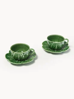 Sale BORDALLO PINHEIRO Tasses avec sous-tasses Cabbage, 4 pièces