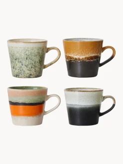 Discount HKLIVING Tasses en céramique émaillée peinte à la main 70's, 4 élém. Multicolore