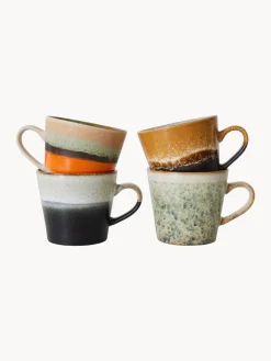 Discount HKLIVING Tasses en céramique émaillée peinte à la main 70's, 4 élém. Multicolore