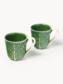 Hot BORDALLO PINHEIRO Tasses peintes à la main Cabbage, 4 pièces