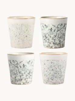 New HKLIVING Tasses XS artisanales 70's, 4 pièces Tons verts, tons beiges