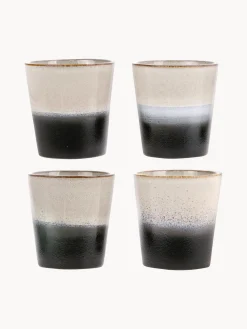 Outlet HKLIVING Tasses XS artisanales 70's, 4 pièces Tons beiges et noirs