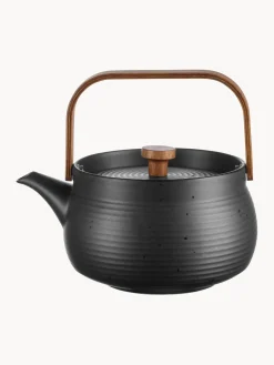New ASA Selection Théière en porcelaine Demir, tailles variées Noir chiné, bois foncé