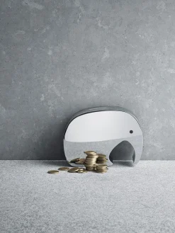 Fashion GEORG JENSEN Tirelire en acier inoxydable Moneyphant Argenté, polissage haute brillance