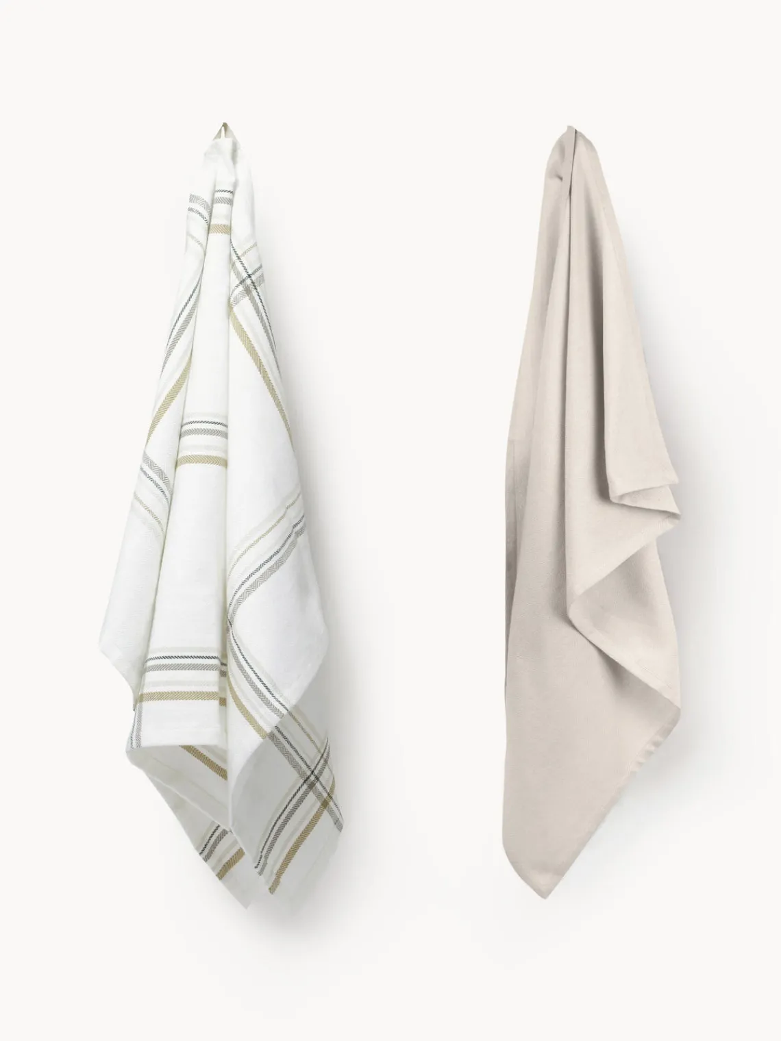 Best The Organic Company Torchons en coton bio Gift, 2 élém. Beige clair, blanc, damier