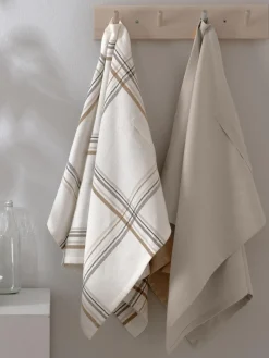 Best The Organic Company Torchons en coton bio Gift, 2 élém. Beige clair, blanc, damier
