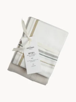 Best The Organic Company Torchons en coton bio Gift, 2 élém. Beige clair, blanc, damier