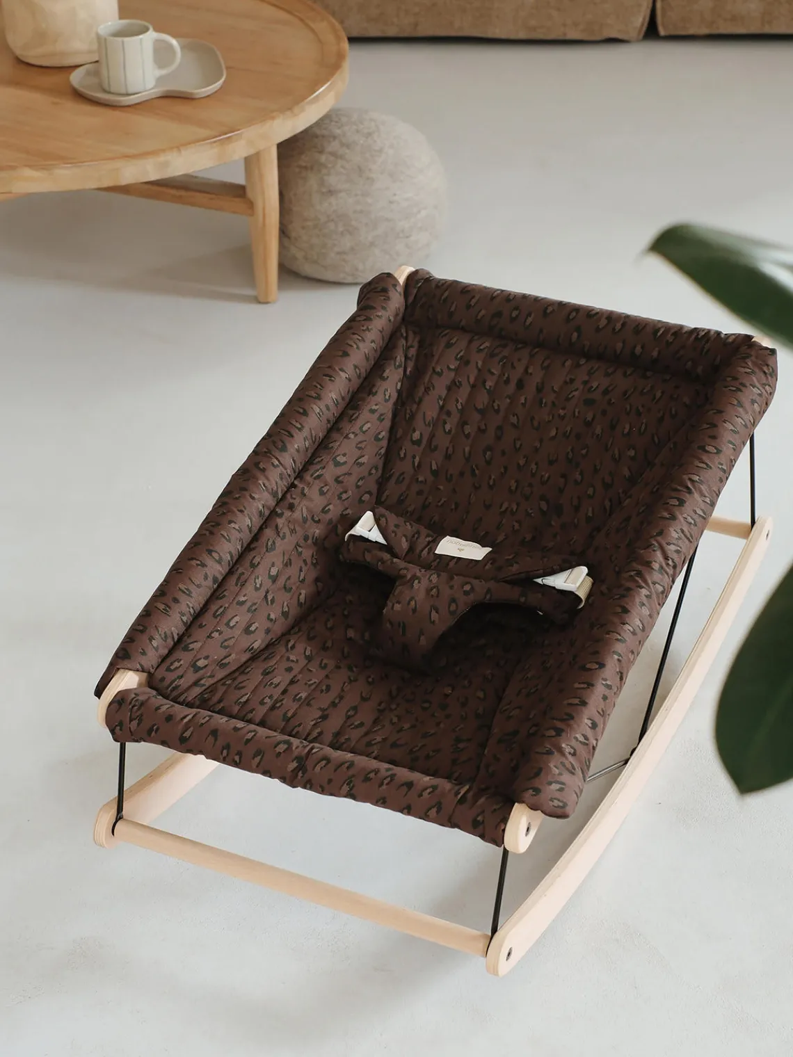 Hot Nobodinoz Transat bébé en hêtre Growing Green Bois de hêtre, brun foncé, motif panthère