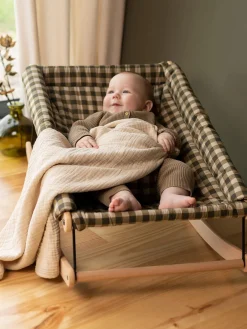 Clearance Nobodinoz Transat bébé en hêtre Growing Green Bois de hêtre, vert olive, damier
