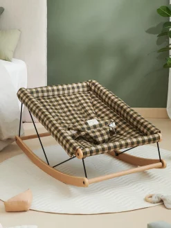 Clearance Nobodinoz Transat bébé en hêtre Growing Green Bois de hêtre, vert olive, damier