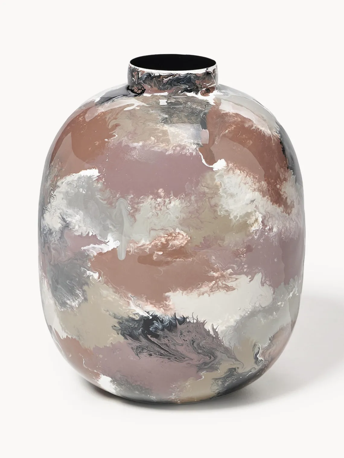 Outlet Broste Copenhagen Vase artisanal en fer Thyra, haut. 31 cm Grège, terracotta, noir, vieux rose