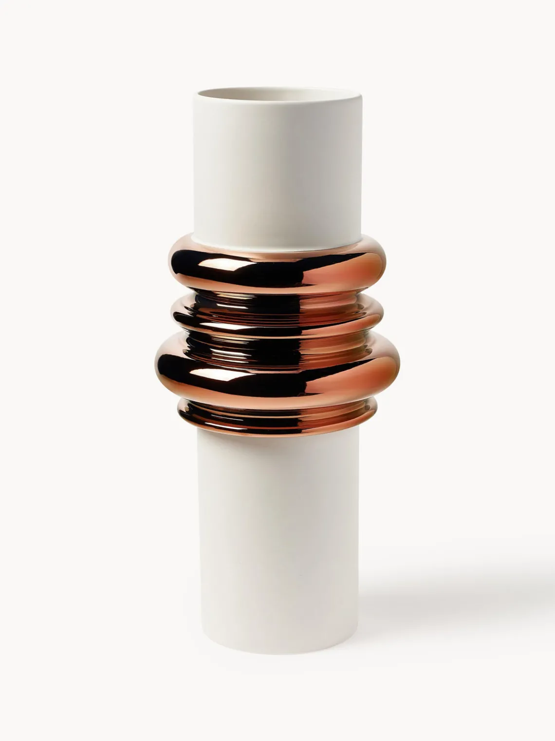 Sale Driade Vase design en céramique Ordini, haut. 45 cm Blanc cassé, tons cuivre