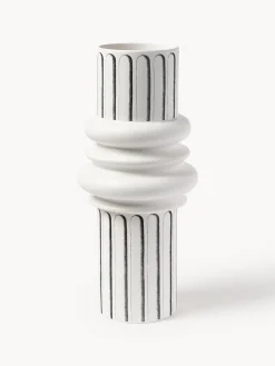 New Driade Vase design en céramique Ordini, haut. 45 cm Blanc cassé, noir